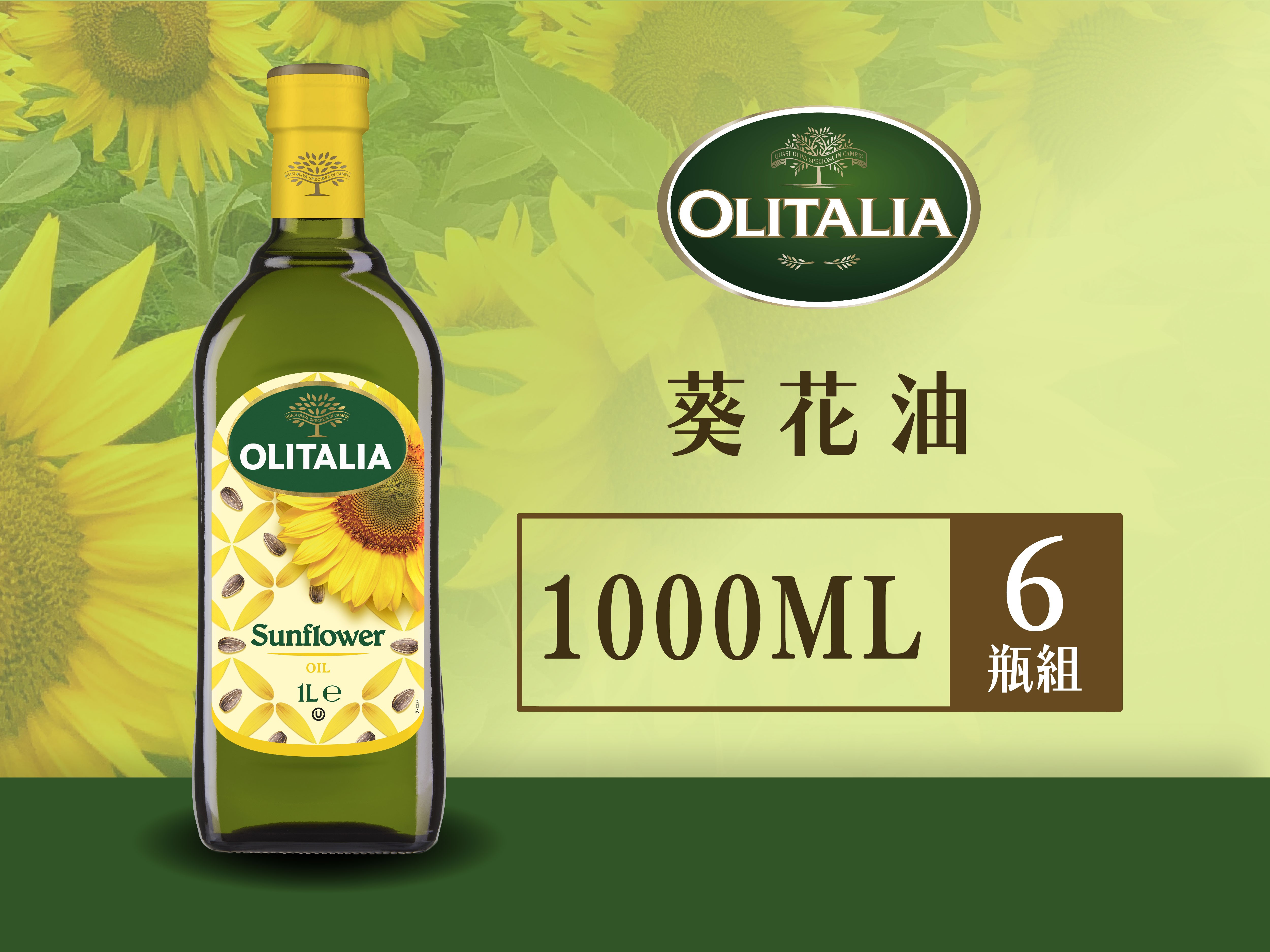 奧利塔-葵花油*6瓶組  ( 1L ) ◖2 組更優惠◗
