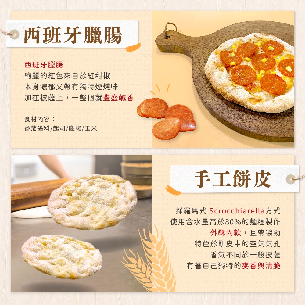薄脆8吋-西班牙臘腸羅馬披薩